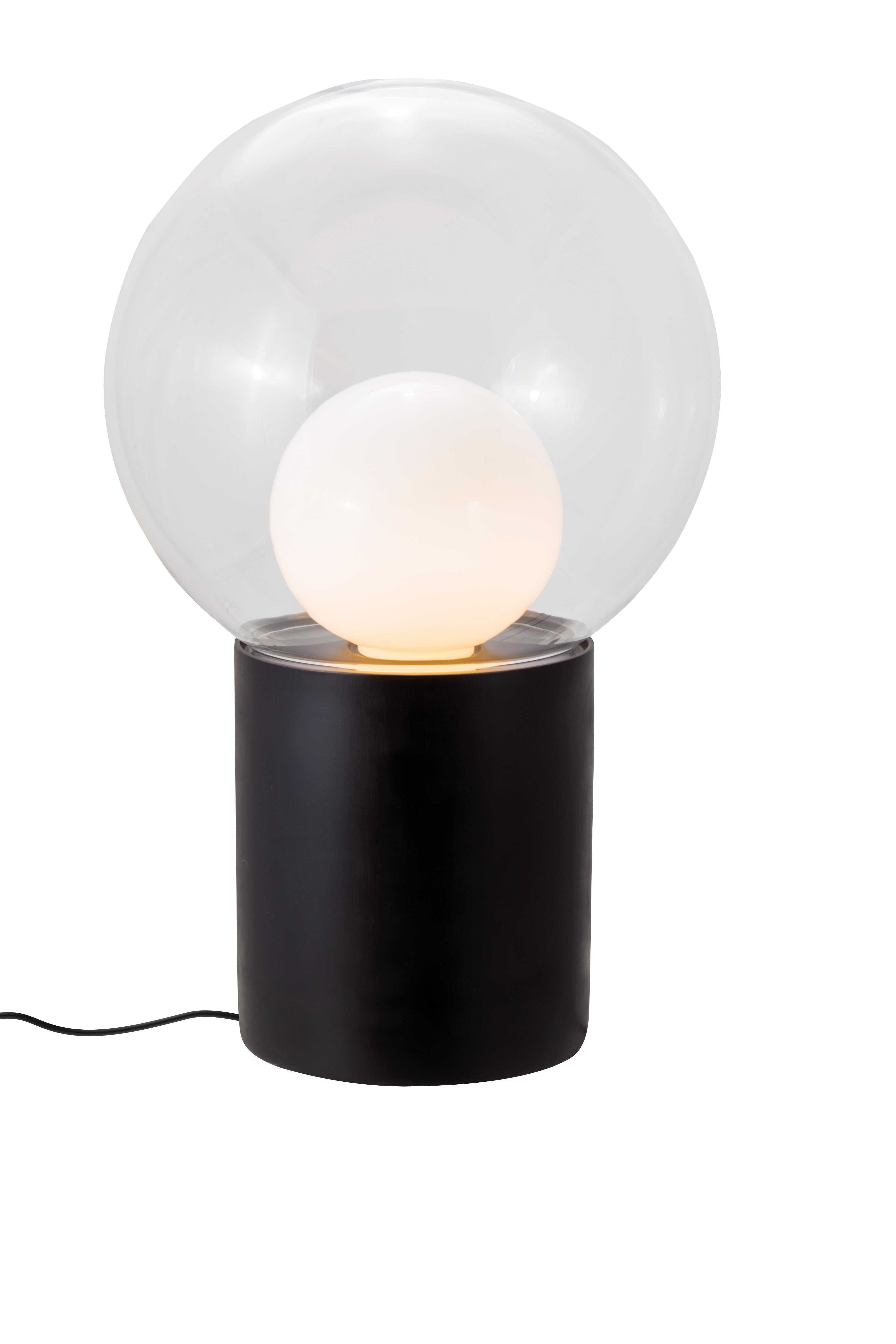 Contemporary Boule High Smoky Grey Opal White Black Floor Lamp by Pulpo For Sale