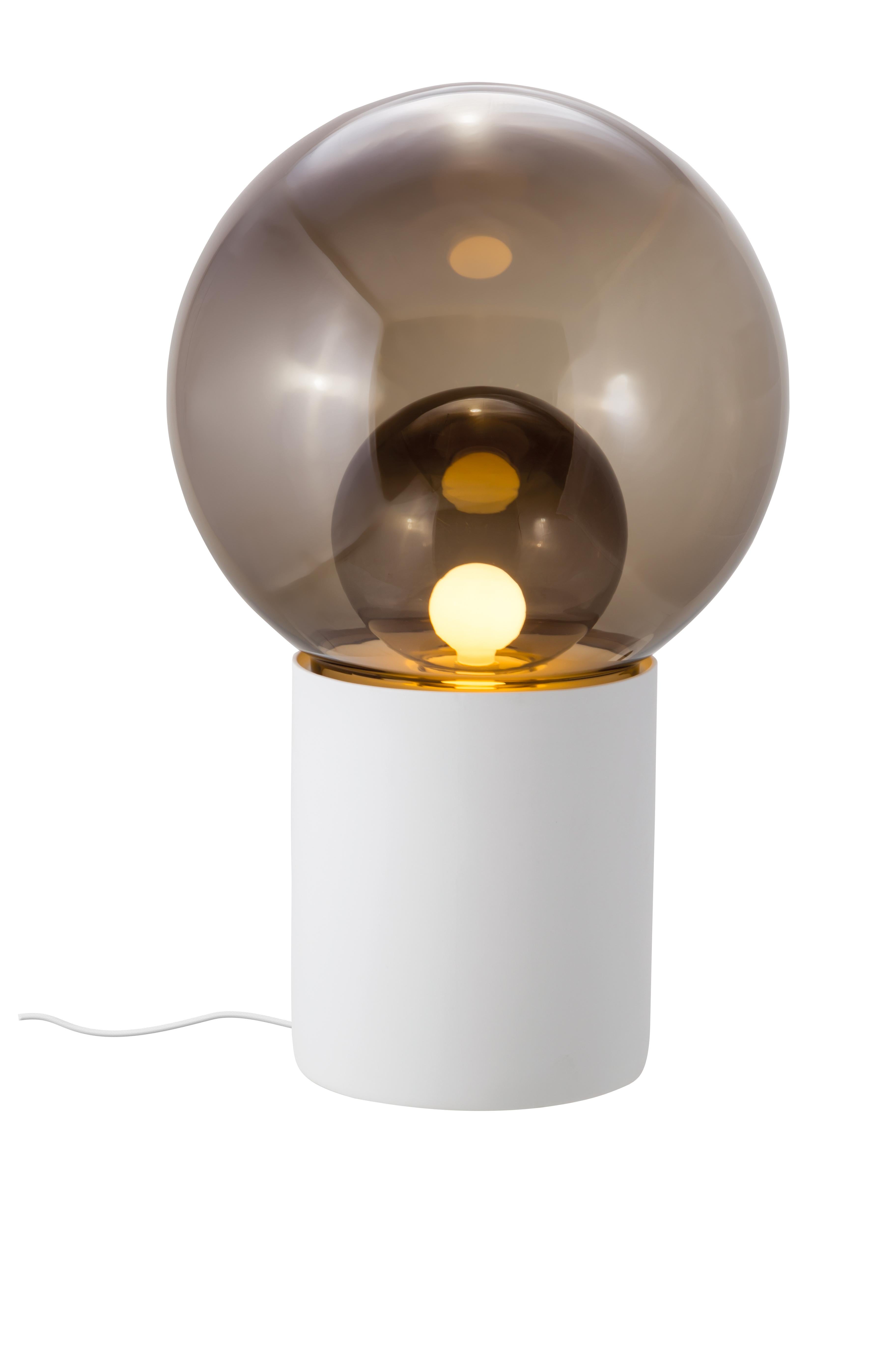 Boule High Transparent Smoky Grey White Floor Lamp by Pulpo For Sale 1