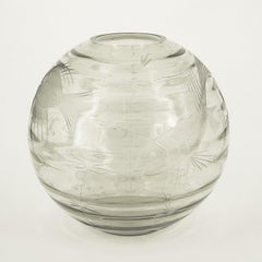 Boule aus Muranoglas, graviert mit Meeresmotiven, S.A.L.I.R. 1930er Jahre