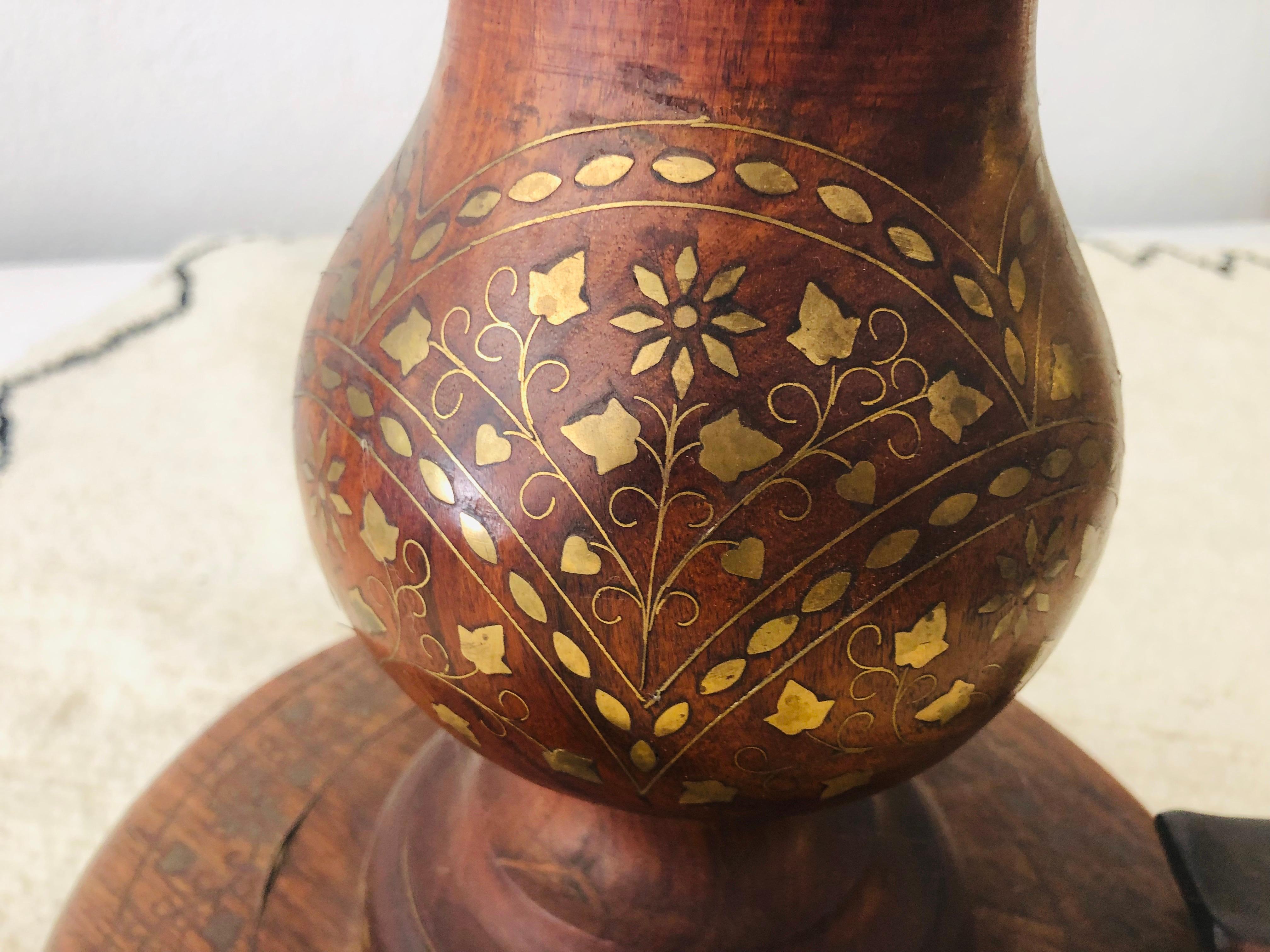 Boule Inlaid Centre, End, Lamp or Card Table, Wood Hand Carved and Brass Inlay In Good Condition In Plainview, NY
