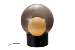 Boule Medium Smoky Grey Opal White Black Floor Lamp by Pulpo
