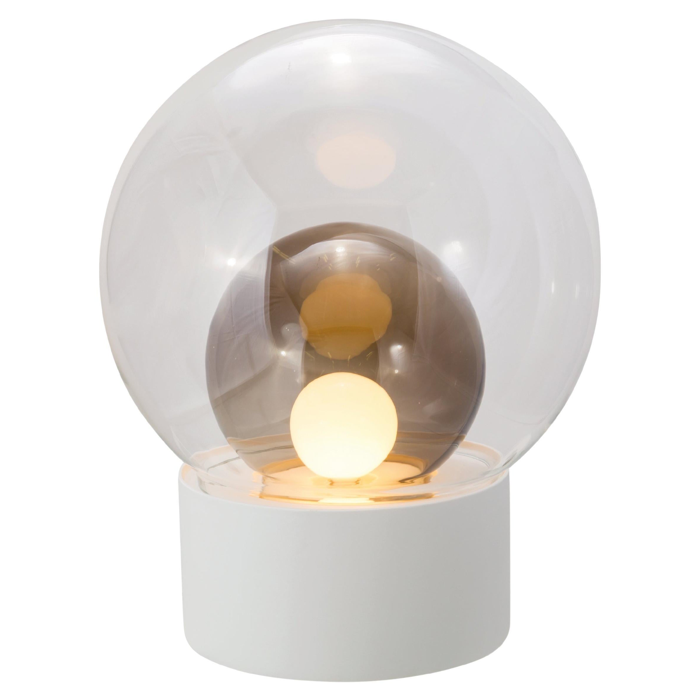 Lámpara de pie Boule Medium Transparente Gris Ahumado Blanco by Pulpo