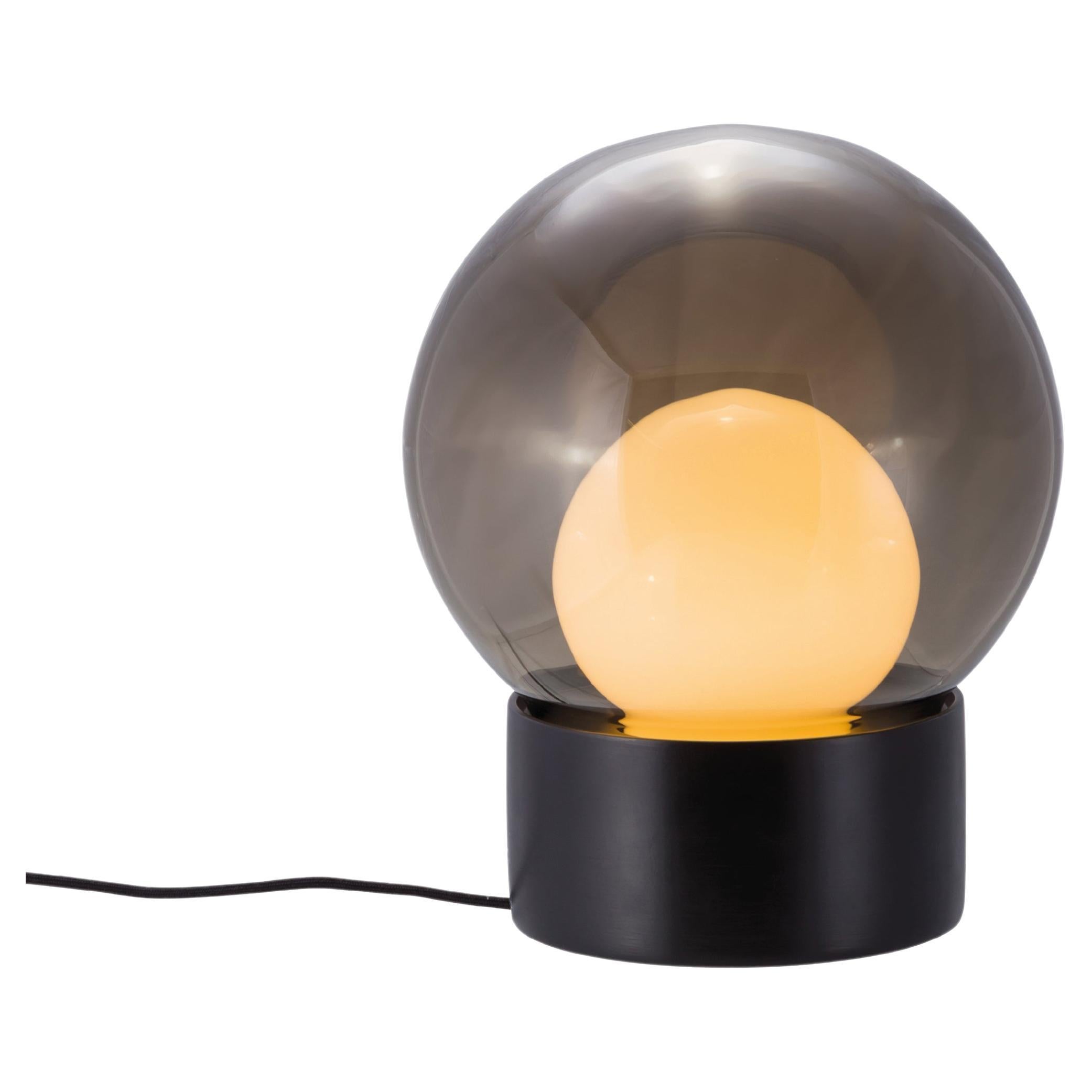 Boule Small Smoky Grey Opal White Black Table Lamp by Pulpo