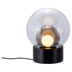 Boule Small Transparent Smoky Grey Black Table Lamp by Pulpo
