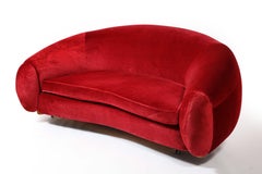 Jean Royère Style Boule Sofa  in Red Mohair, France 1980's