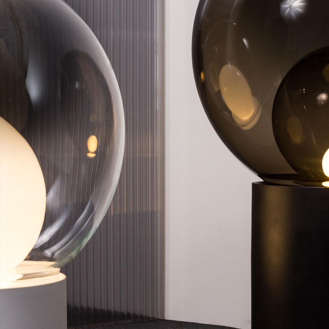 Minimalist Boule, Table Light, Medium, Transparent, European, Black, Minimal, 21st Century For Sale