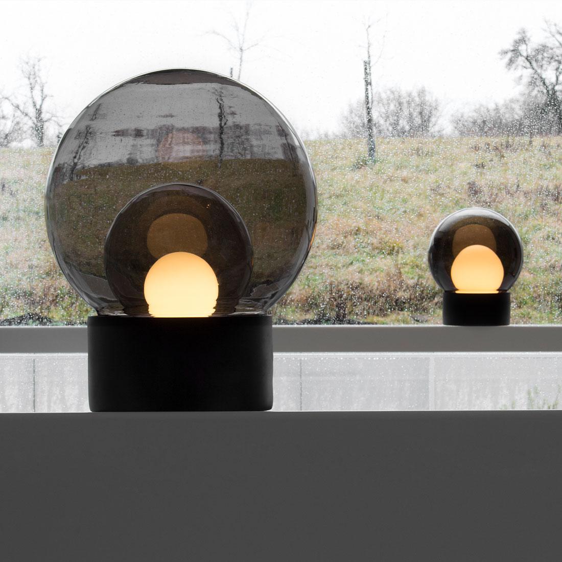 Contemporary Boule, Table Light, Medium, Transparent, European, Black, Minimal, 21st Century For Sale