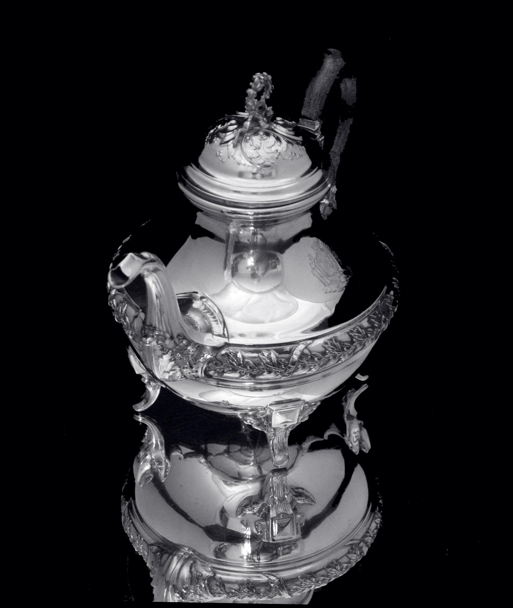 Boulenger - 8pc. Louis XVI, Silver Tea Set - Museum Quality ! For Sale 6