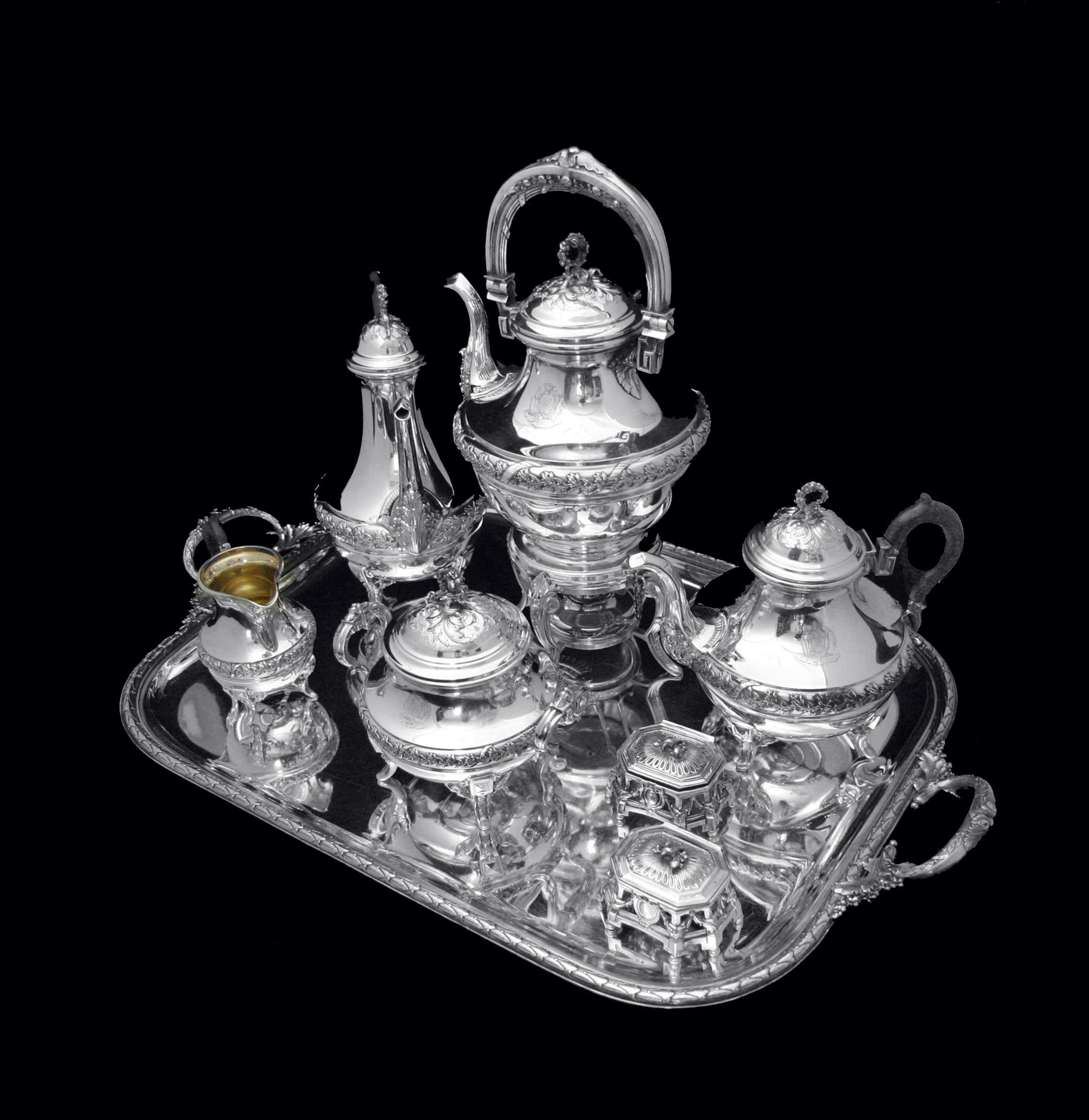 French Boulenger - 8pc. Louis XVI, Silver Tea Set - Museum Quality ! For Sale