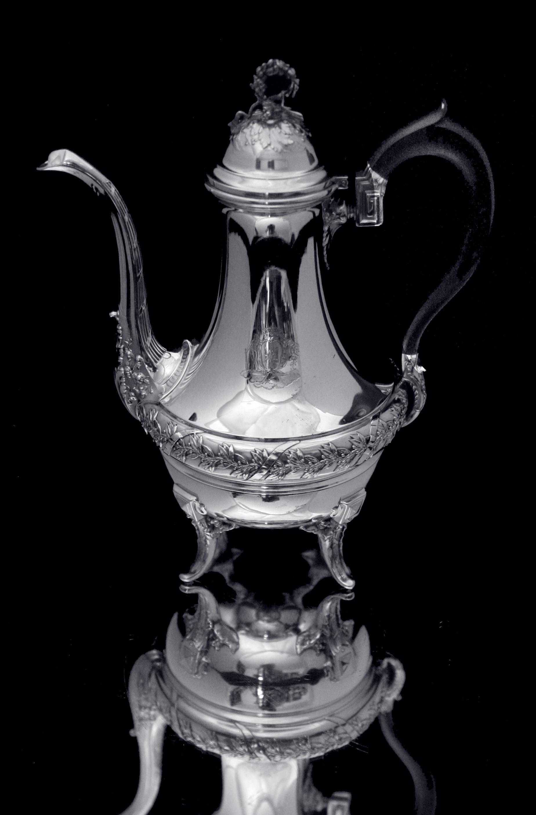 French Boulenger - 8pc. Louis XVI, Silver Tea Set - Museum Quality ! For Sale