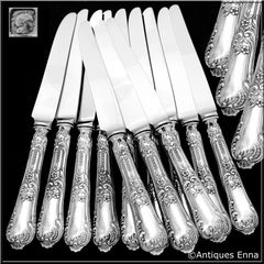 Boulenger French Sterling Silver Dinner Knife Set 12 Piece New Stainless Blades