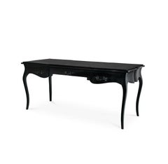 Boulevard Desk in Black Lacquered with Leather Top