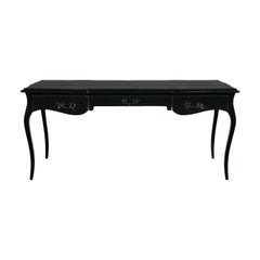 Boulevard Desk in Black Lacquered with Leather Top