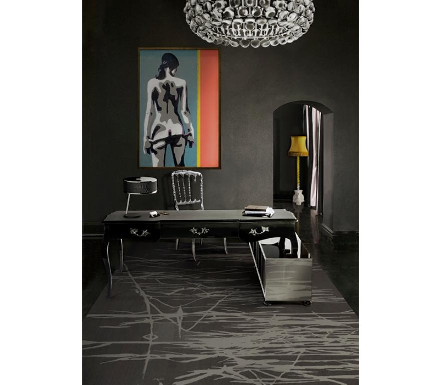 Contemporary Boulevard Desk in Black Lacquered with Leather Top by Boca do Lobo For Sale