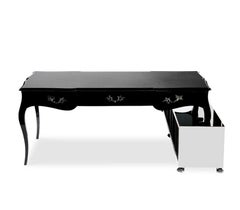 Boulevard Desk in Black Lacquered with Leather Top by Boca do Lobo