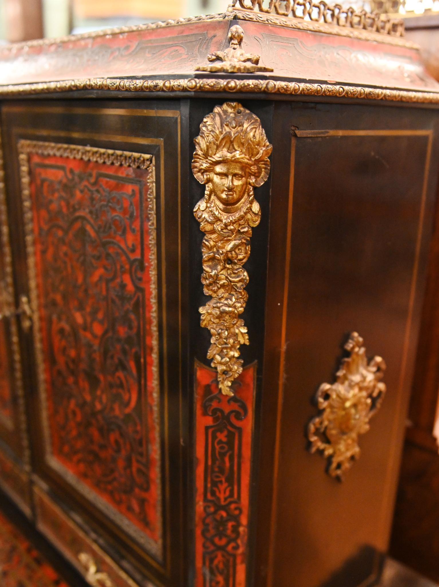 Boulle Bonheur de Jour Scrivania intarsiata 1880 in vendita 6