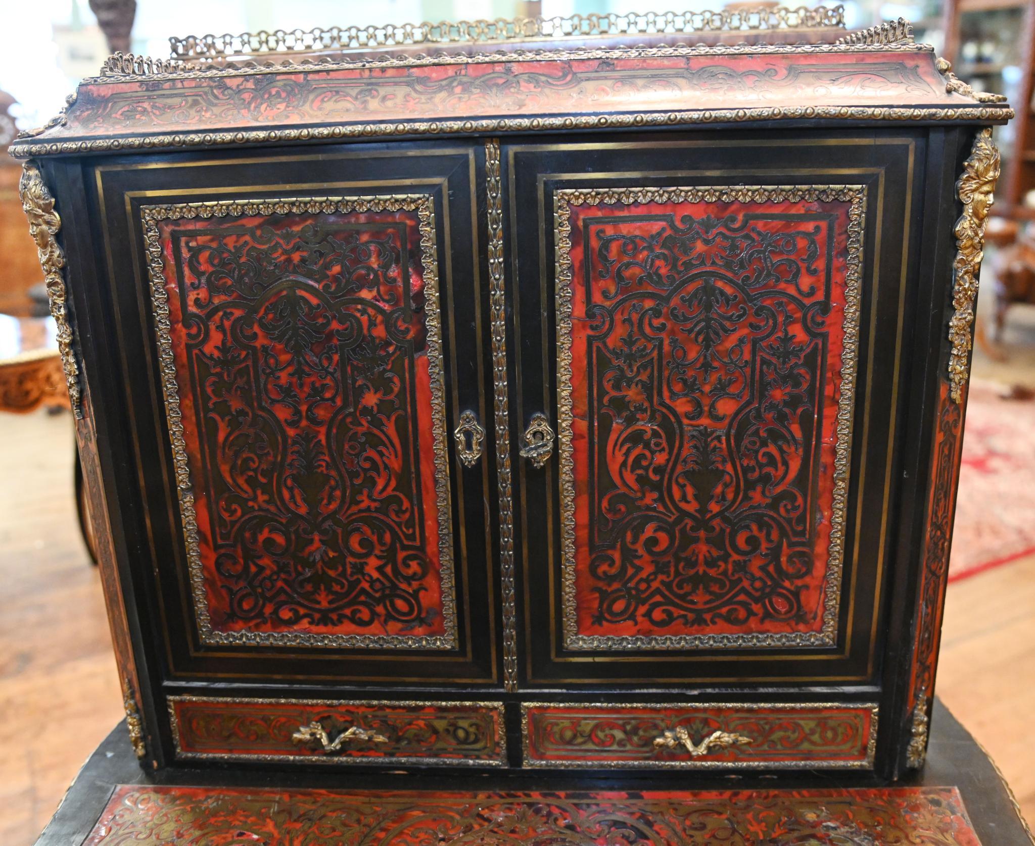 Boulle Bonheur de Jour Scrivania intarsiata 1880 in vendita 9