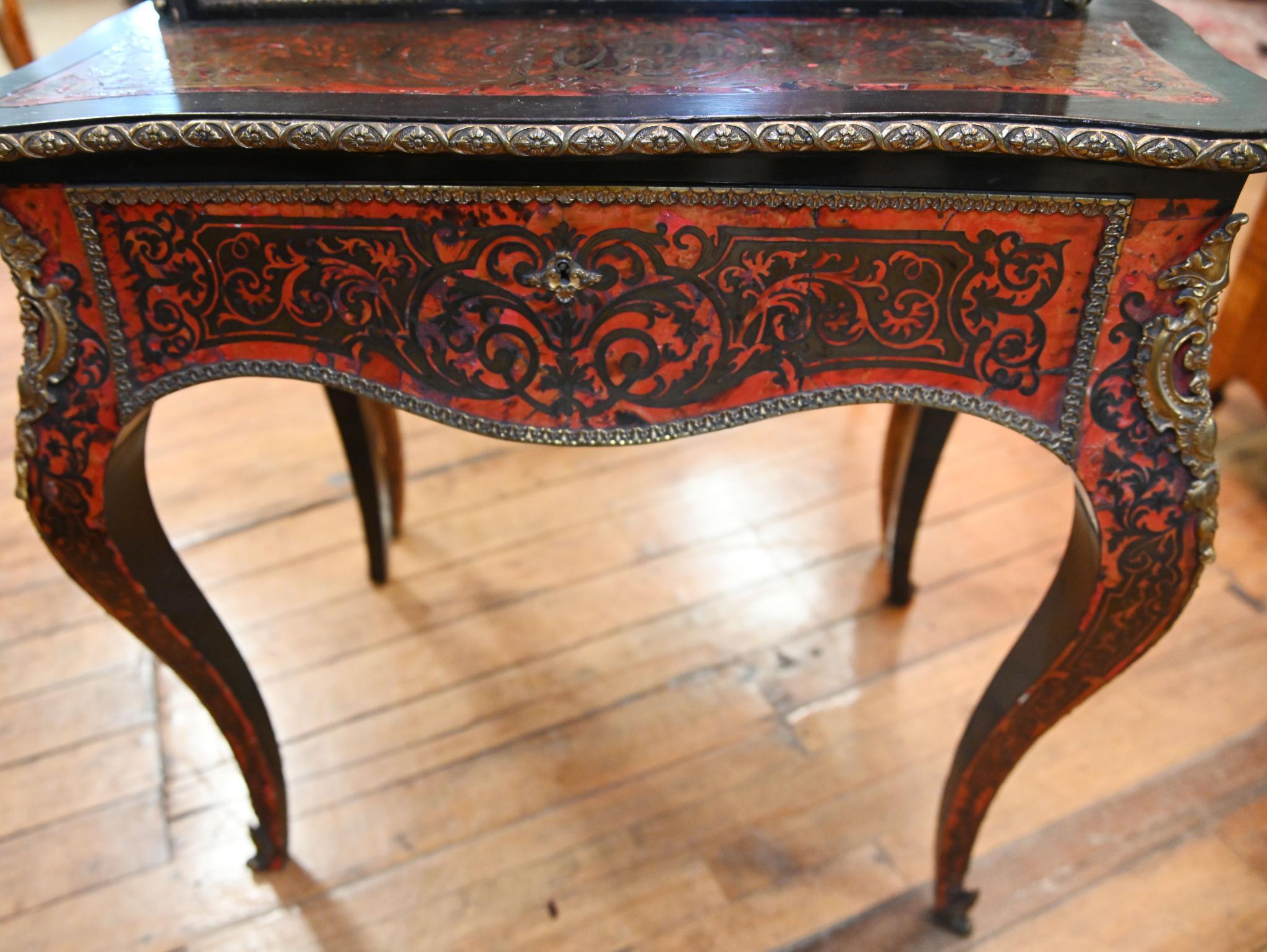 Boulle Bonheur de Jour Scrivania intarsiata 1880 in vendita 10