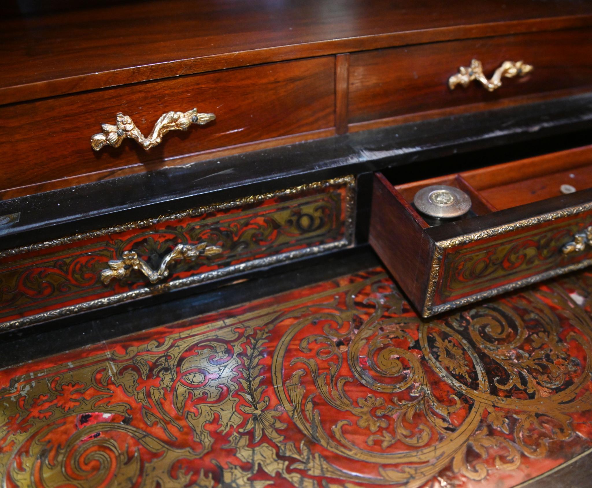 Boulle Bonheur de Jour Scrivania intarsiata 1880 In condizioni buone in vendita a Potters Bar, GB