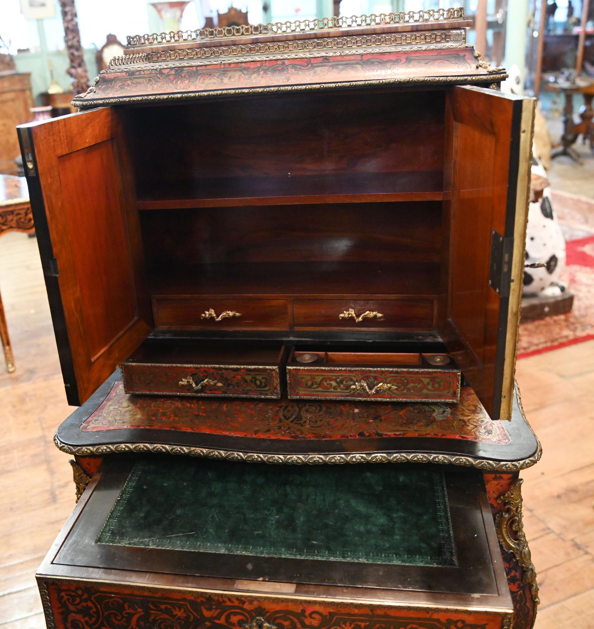 Legno Boulle Bonheur de Jour Scrivania intarsiata 1880 in vendita
