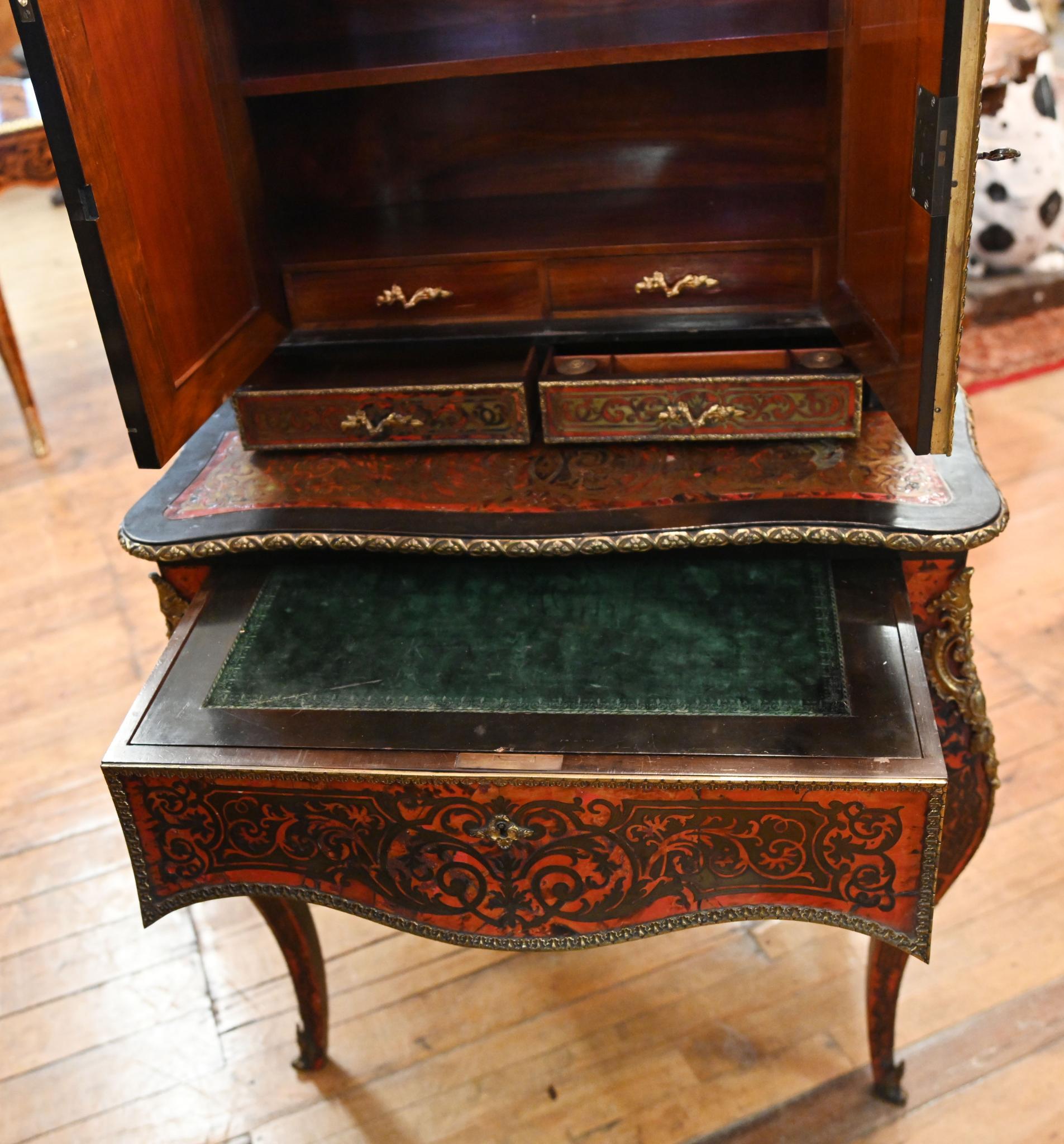 Boulle Bonheur de Jour Scrivania intarsiata 1880 in vendita 2