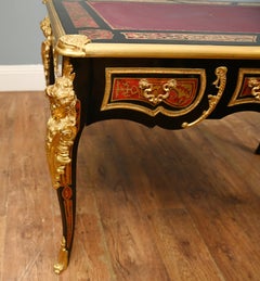 Boulle Bureau Plat Desk Inlay Writing Table Napoleon III