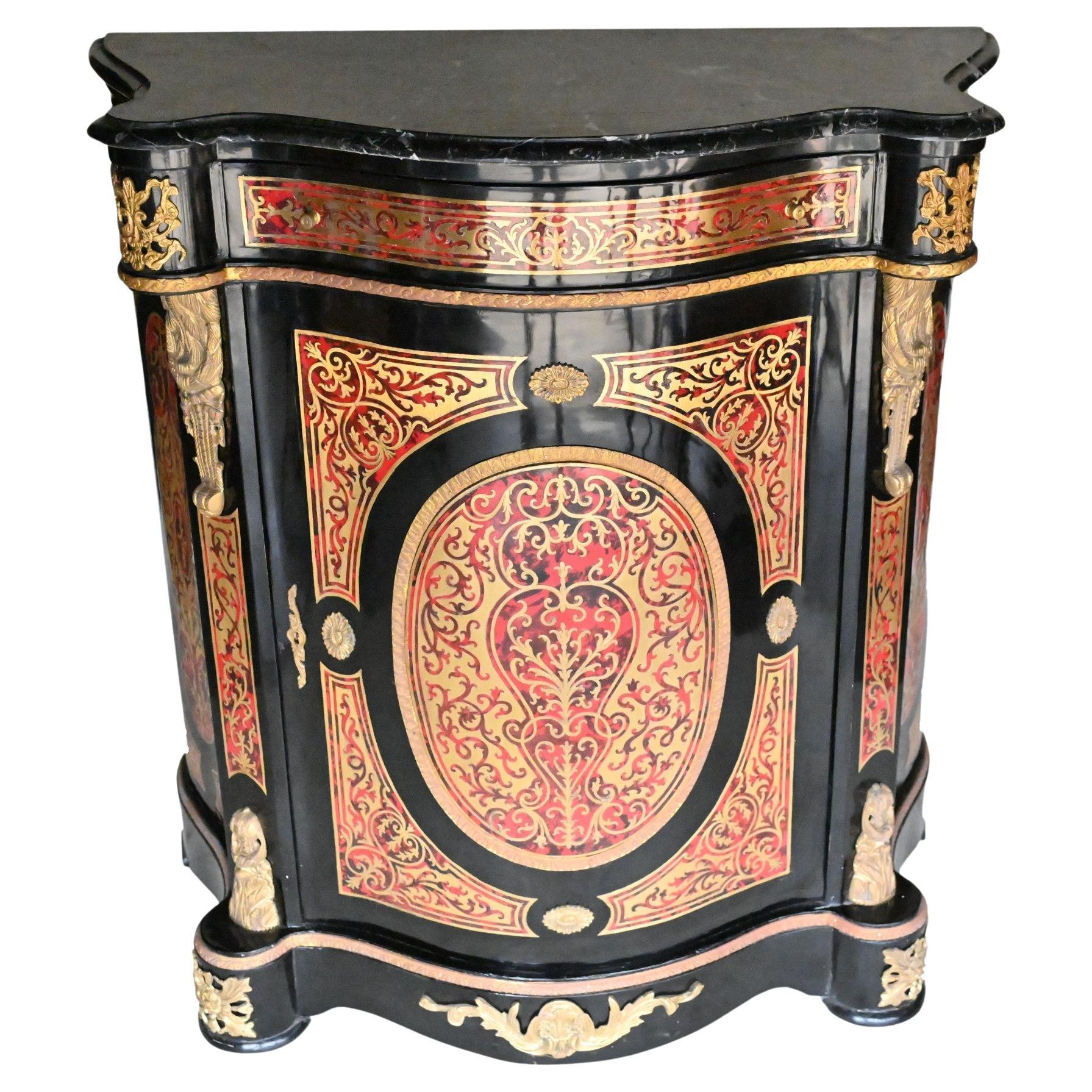Boulle Cabinet French Marquetry Inlay Credenza For Sale