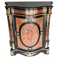 Retro Boulle Cabinet French Marquetry Inlay Credenza
