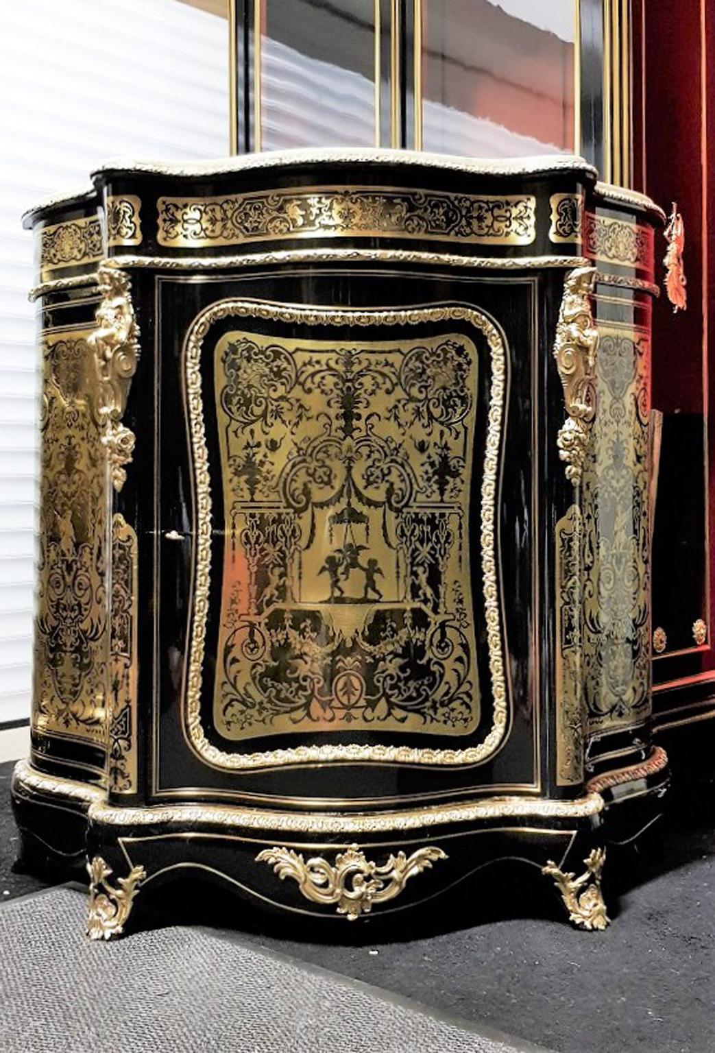 Boulle Cabinet inl Brass Marquetry, Napoleon III France In Excellent Condition In Paris, FR