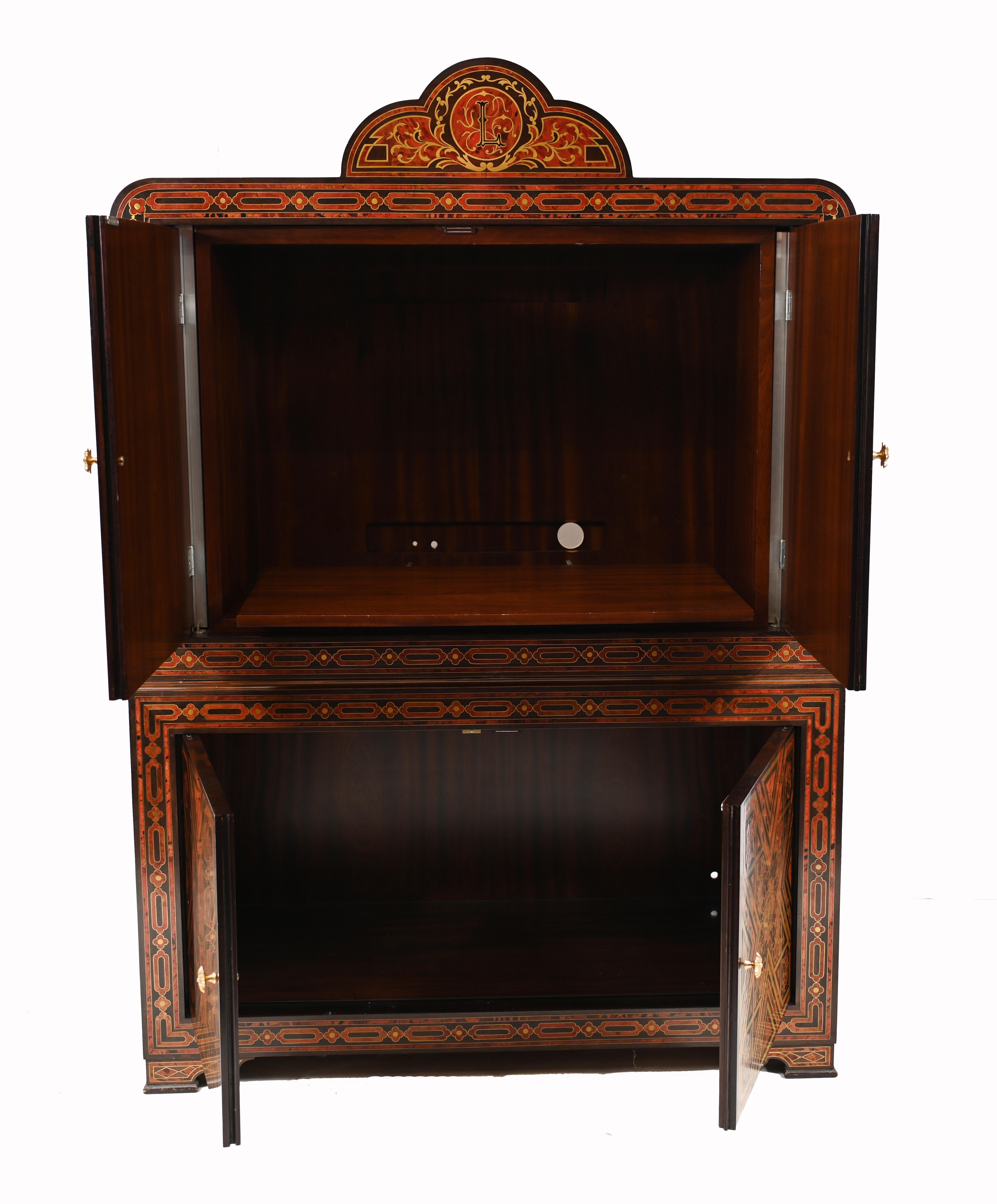 Wood Boulle Cabinet Inlay Chest Islamic Closet, 1930