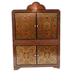 Antique Boulle Cabinet Inlay Chest Islamic Closet, 1930