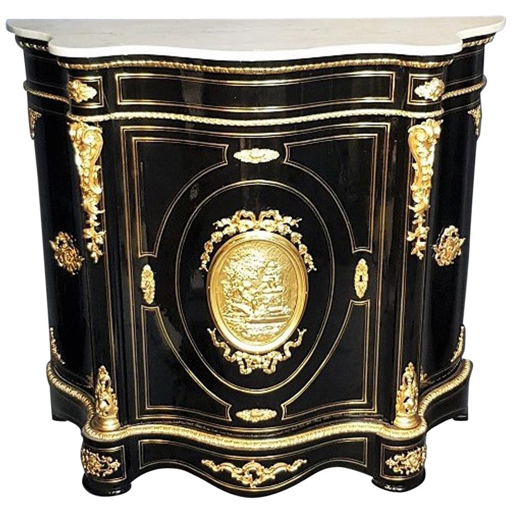 Boulle Carrara Curved Cabinet, Napoleon III, France, 1855
