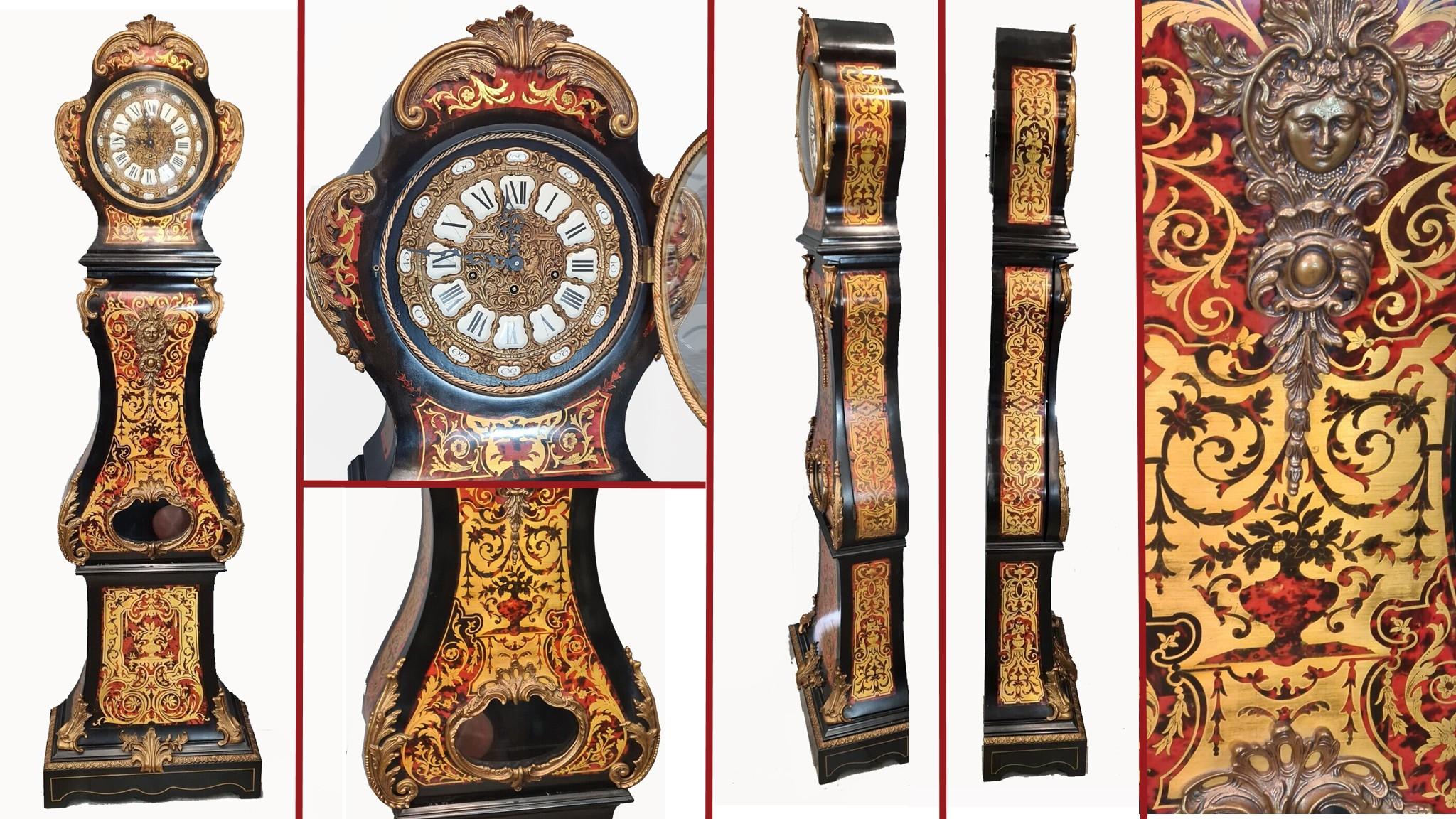 Boulle Clock Longcase Grandfather French Inlay Westminster Chimes 6