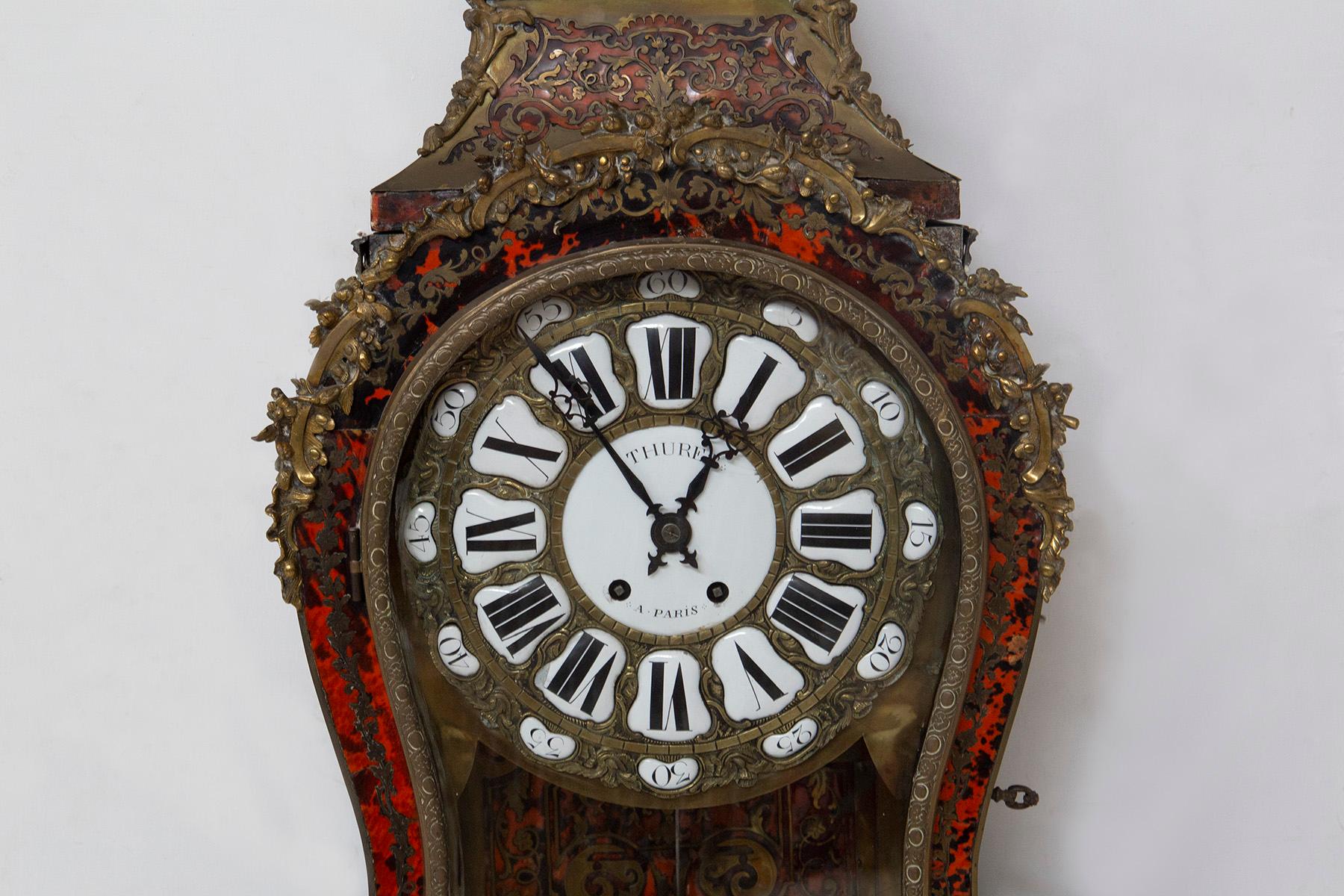 Louis XVI Boulle clock with shelf, marked THURET PARIS For Sale