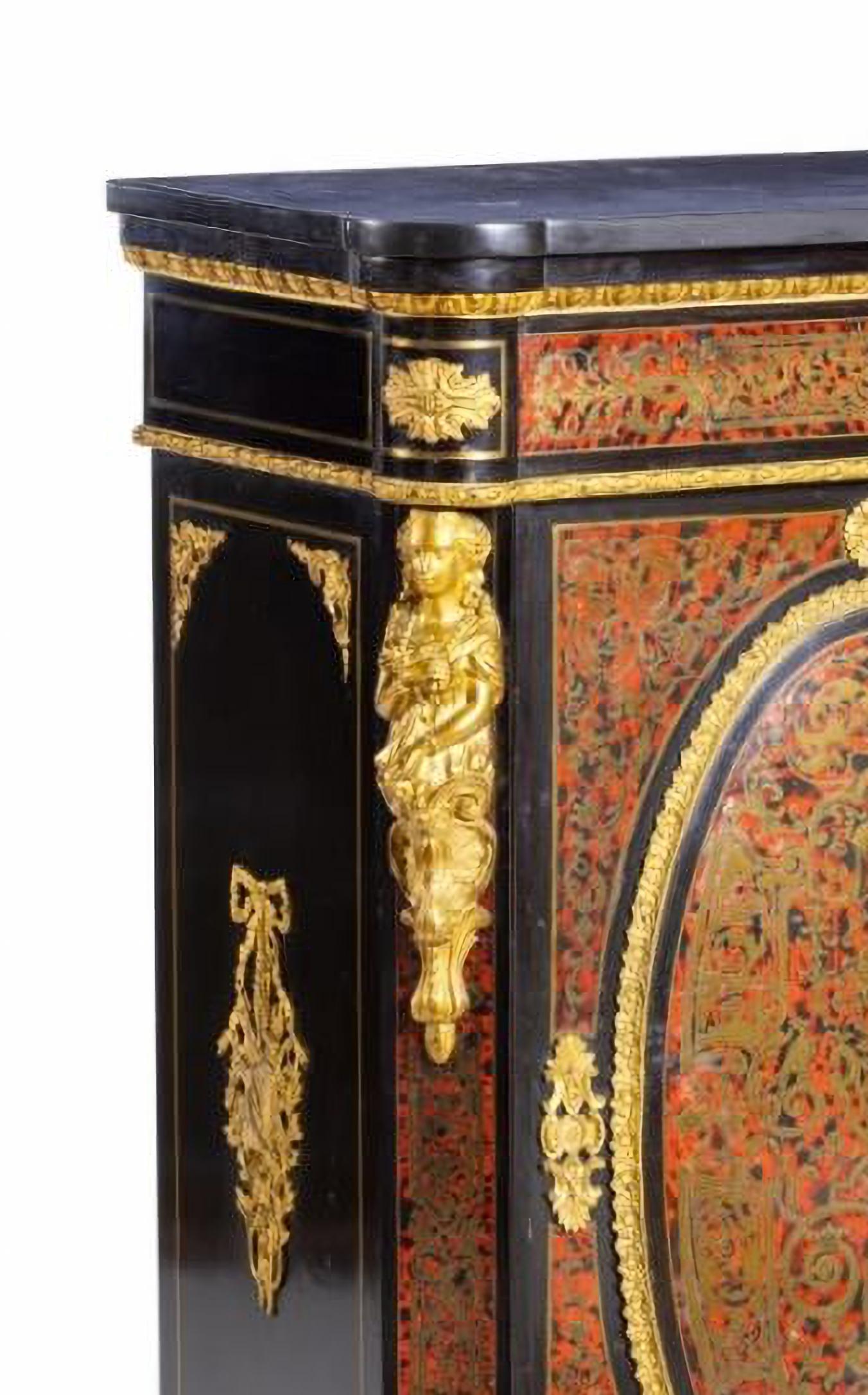 Hand-Crafted BOULLE CUPBOARD Napoleon III 19th Century For Sale