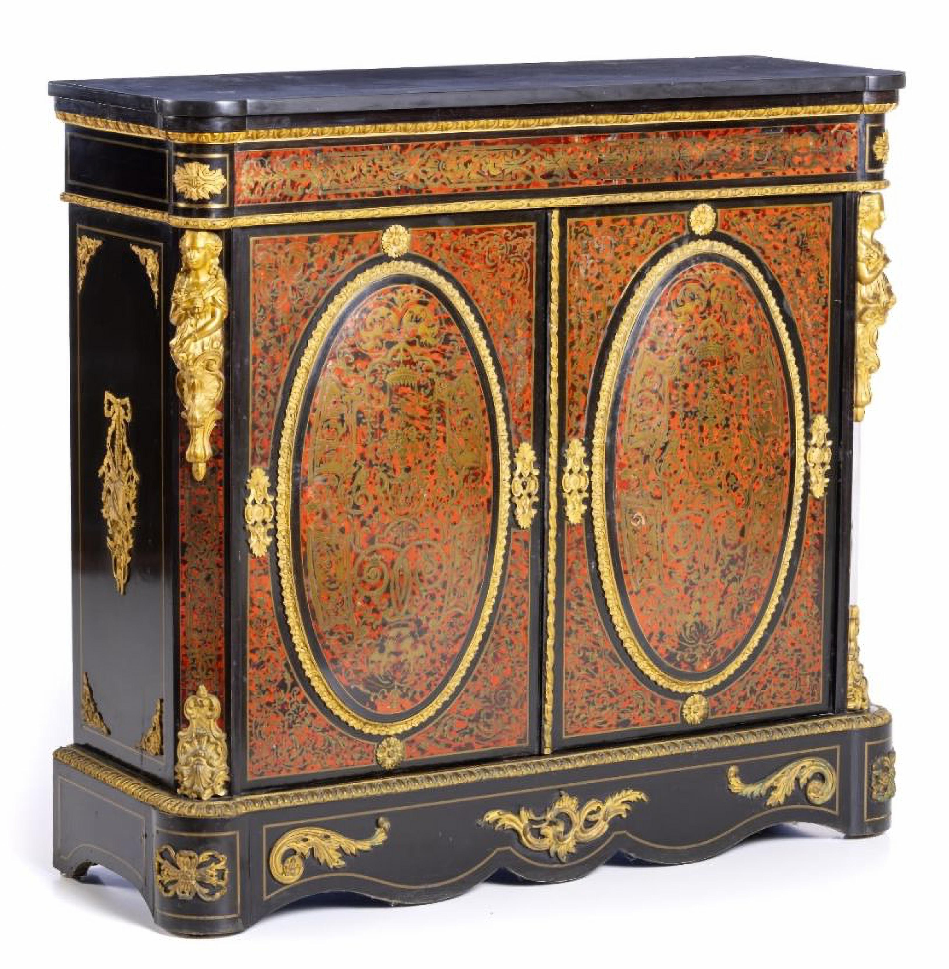BOULLE CUPBOARD Napoleon III 19th Century In Good Condition For Sale In Madrid, ES