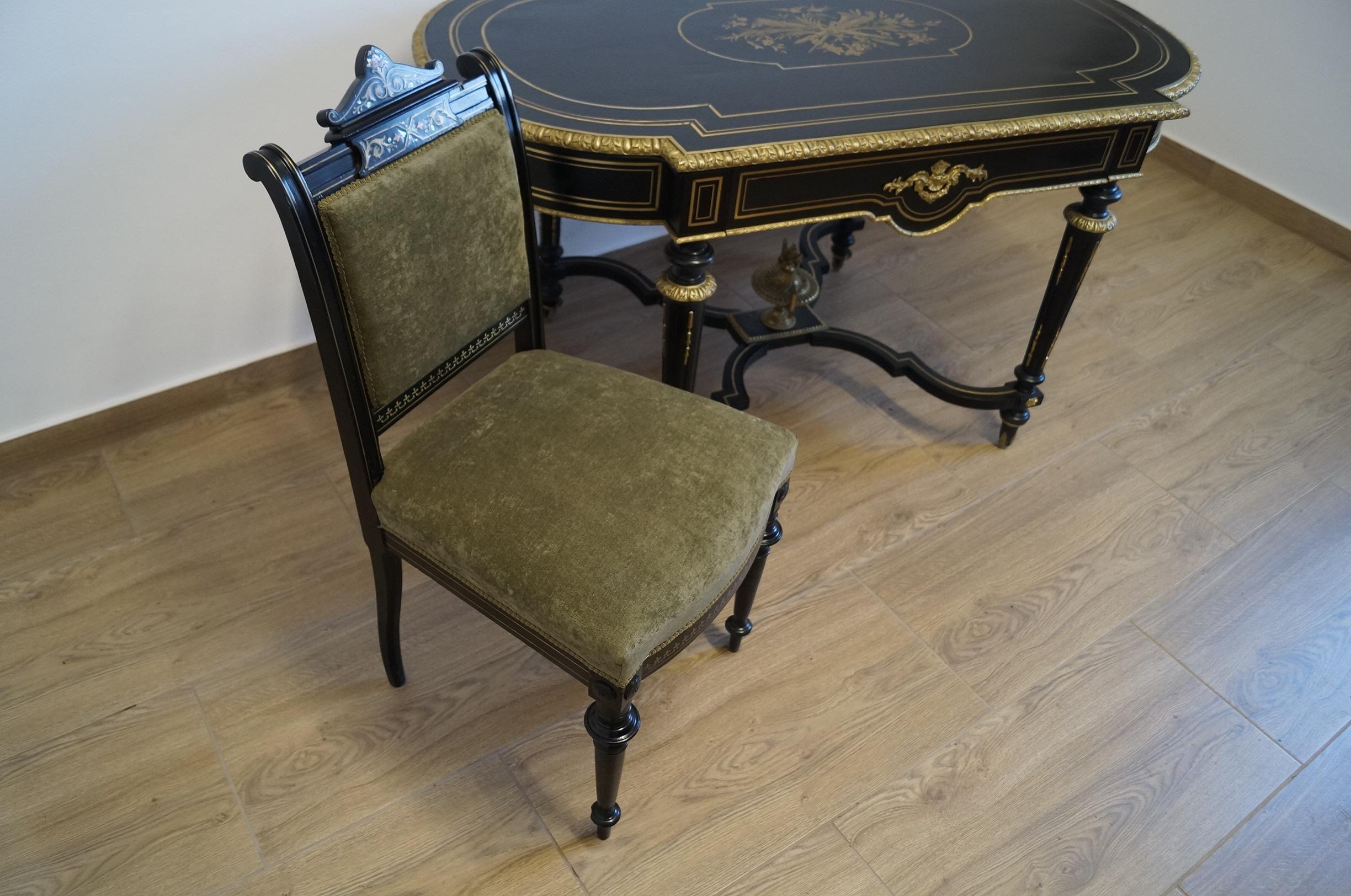 French Provincial Boulle Desk . For Sale