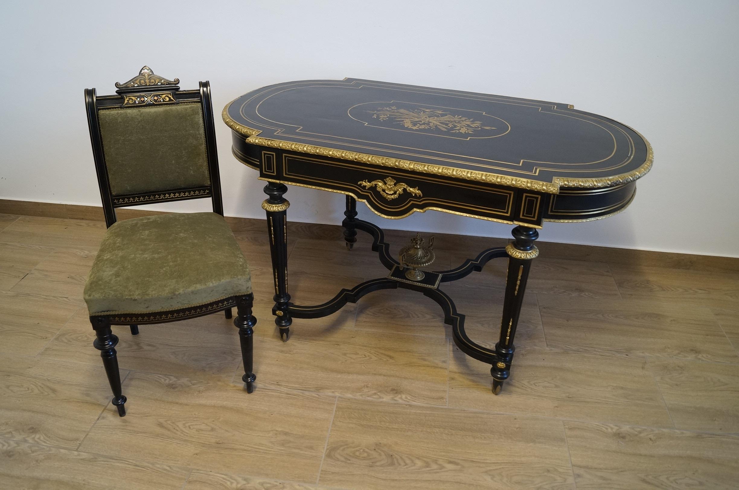 Late 19th Century Boulle Desk . For Sale