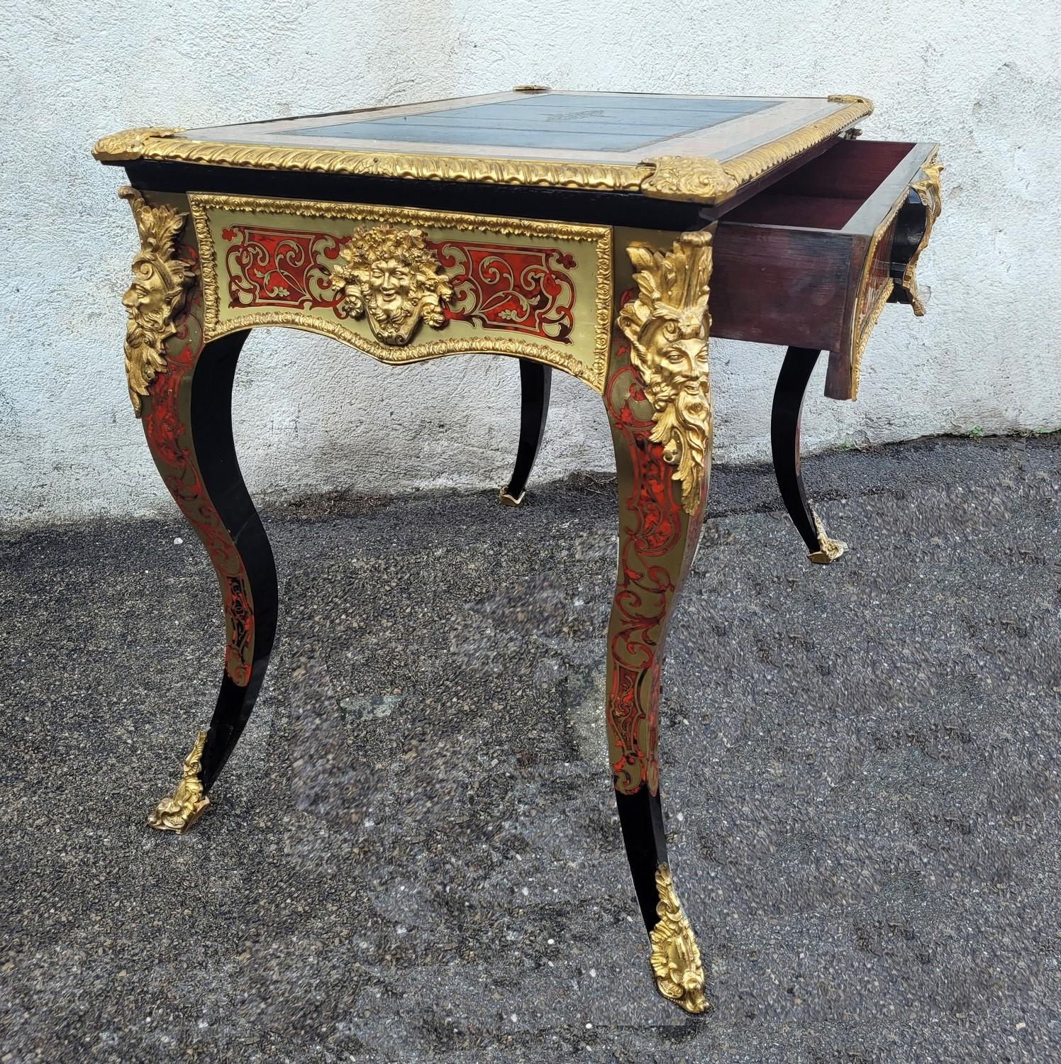 Boulle Desk In Marquetry And Gilt Bronze, 19th Century For Sale 6