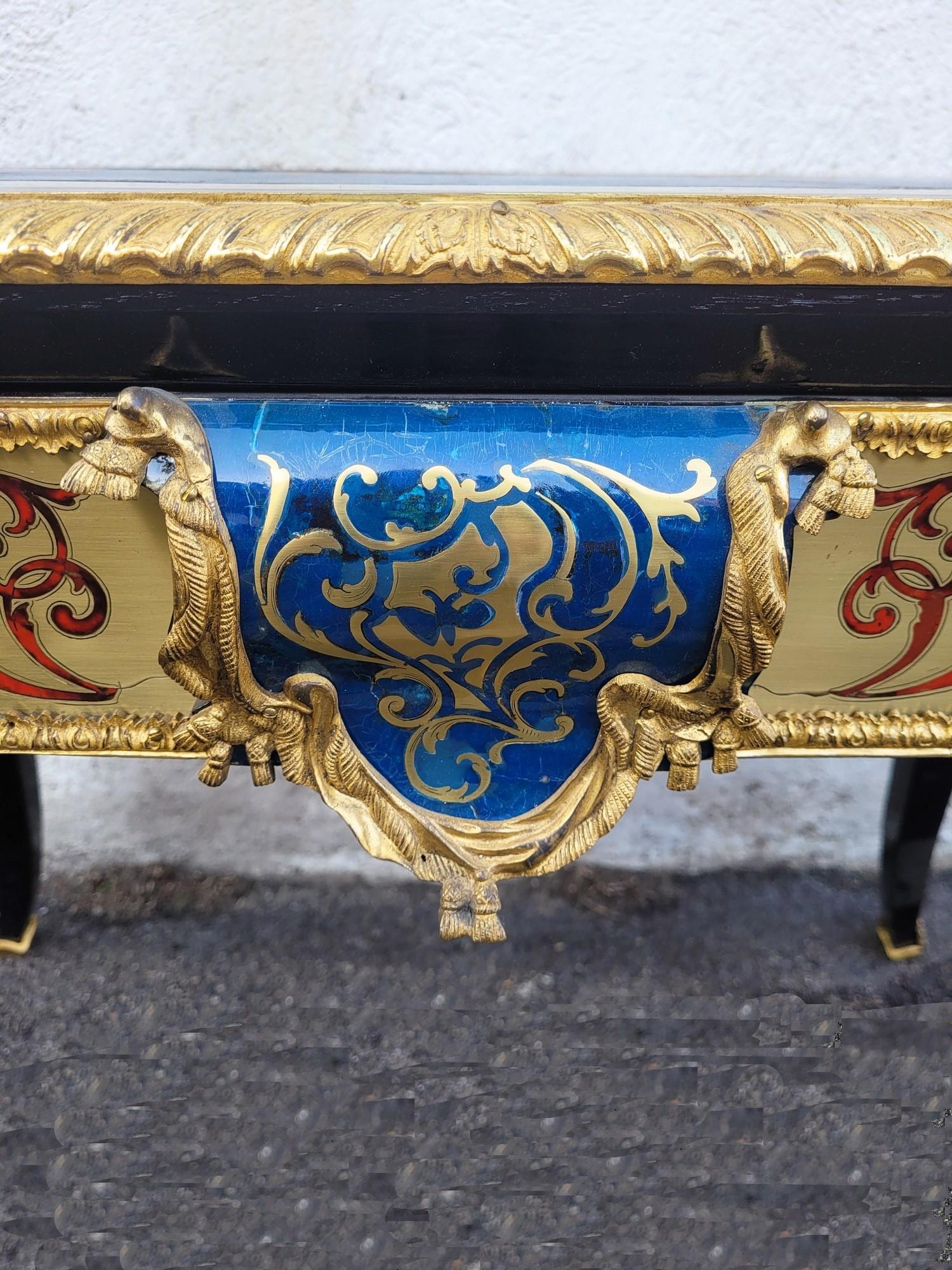 Boulle Desk In Marquetry And Gilt Bronze, 19th Century For Sale 2