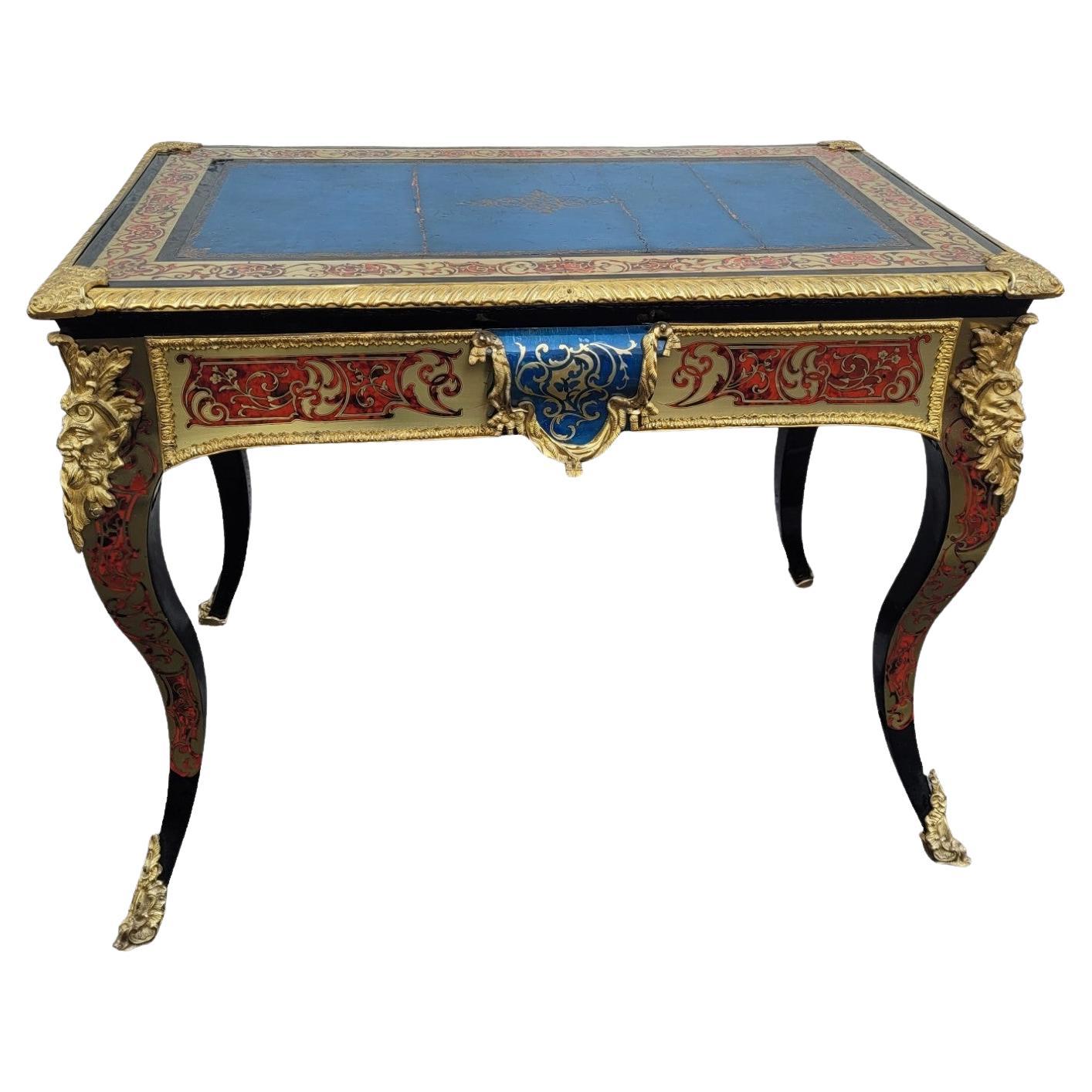 Boulle Desk In Marquetry And Gilt Bronze, 19th Century For Sale