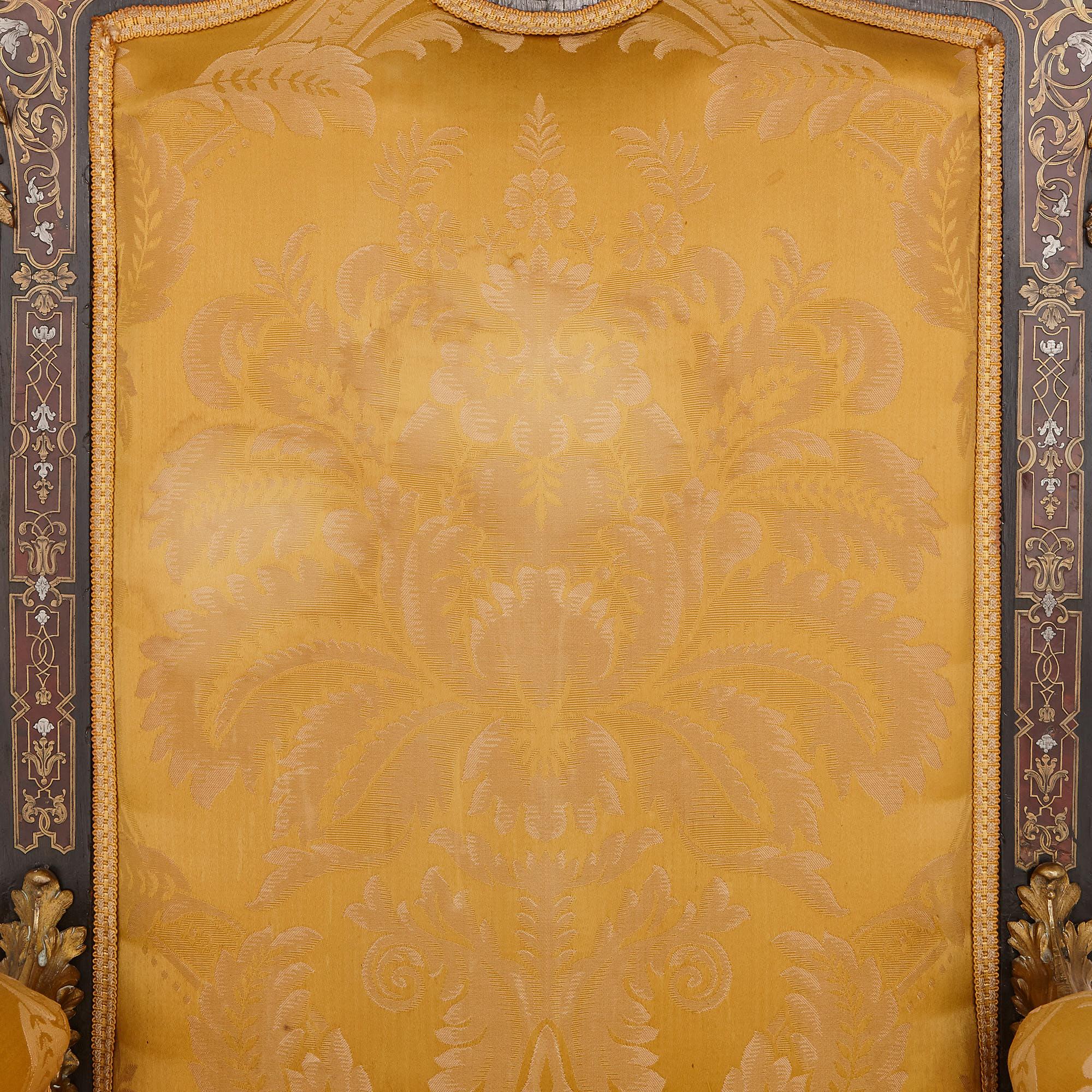 Ebonized Boulle Inlaid Armchair with Gilt Bronze Mounts