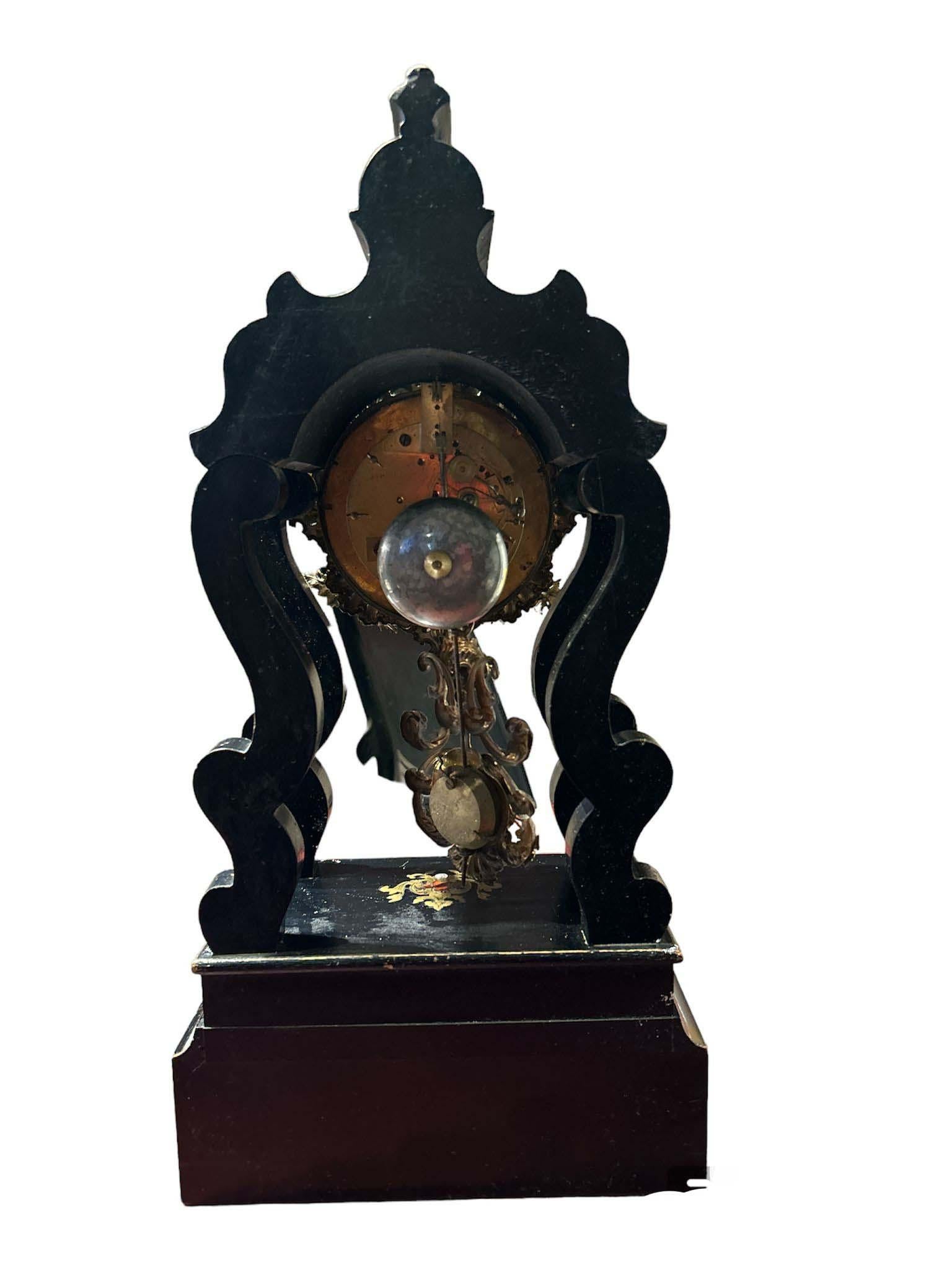 Late 19th Century Boulle Mantle Clock French Antique 1890 For Sale