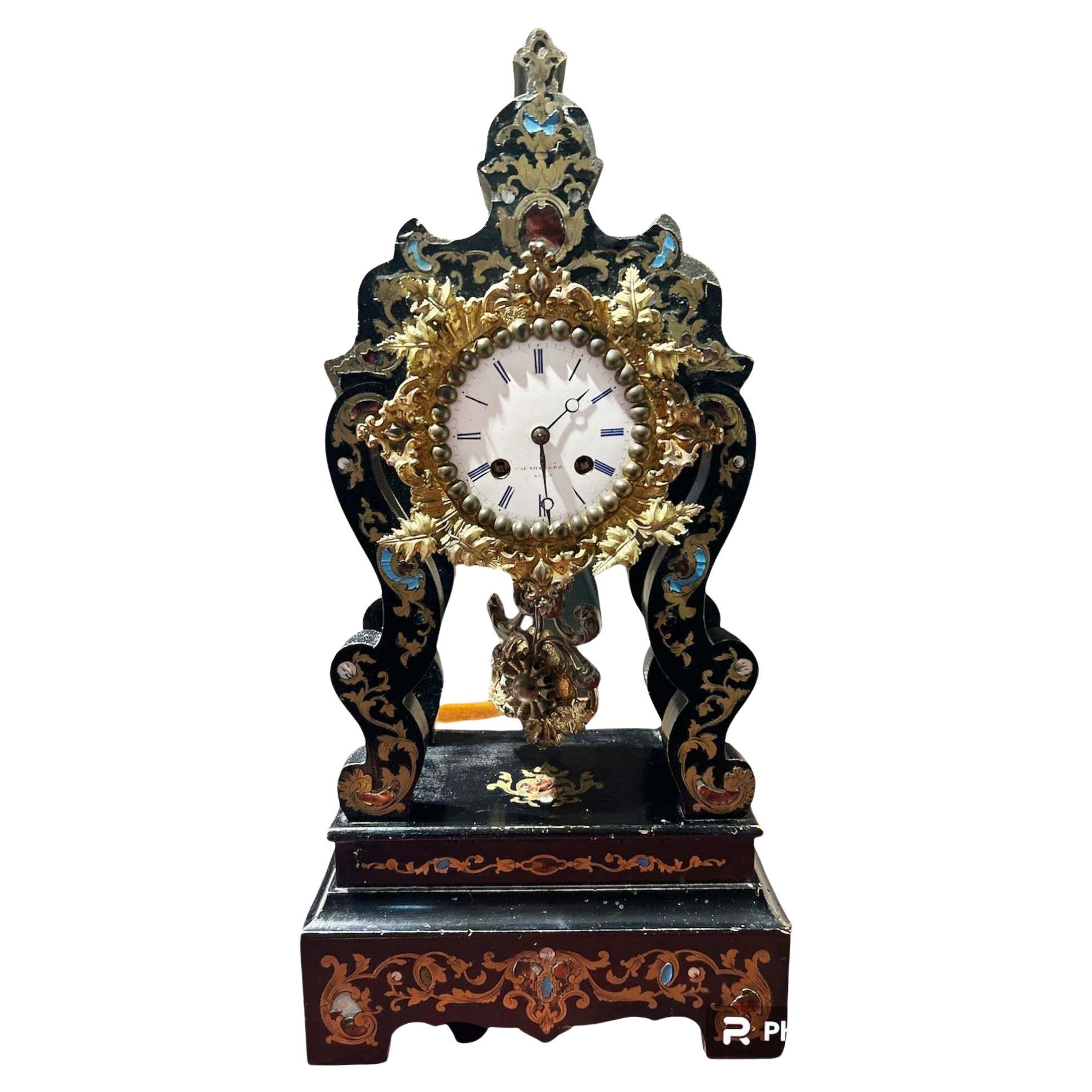 Boulle Mantle Clock French Antique 1890