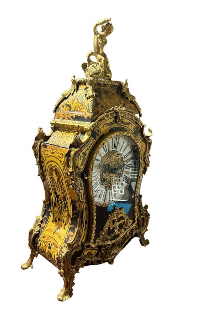 Boulle Mantle Clock French Antiques Inlay In Good Condition In Potters Bar, GB