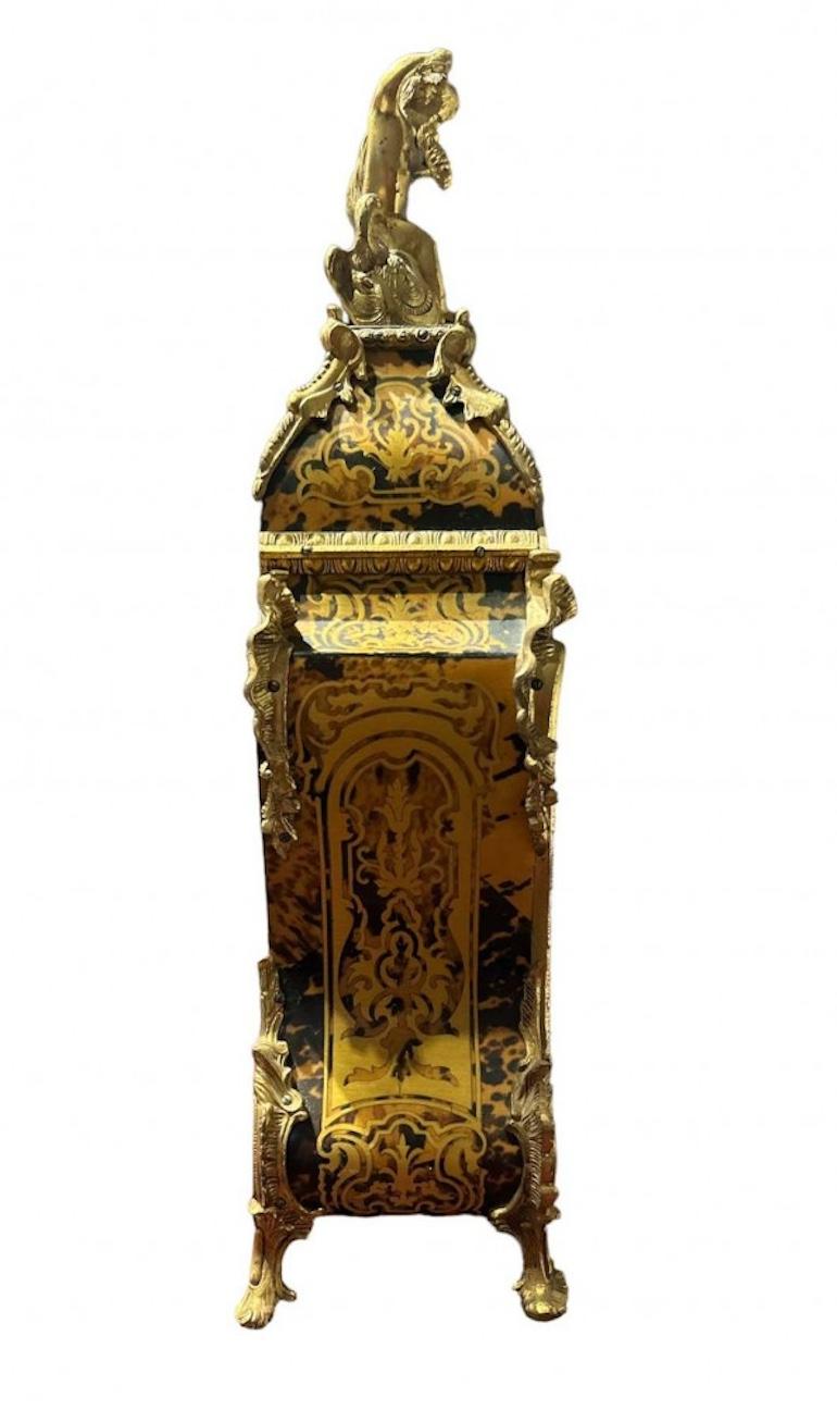 Mid-19th Century Boulle Mantle Clock French Antiques Inlay
