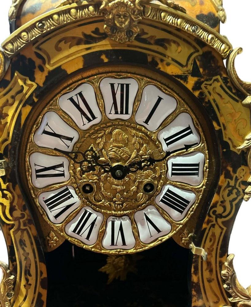 Brass Boulle Mantle Clock French Antiques Inlay