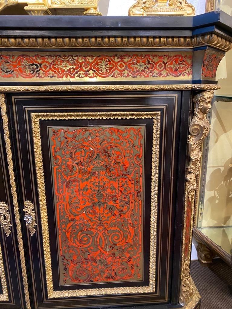 Wood Boulle Marquetry Cabinet, End of the 19th Century