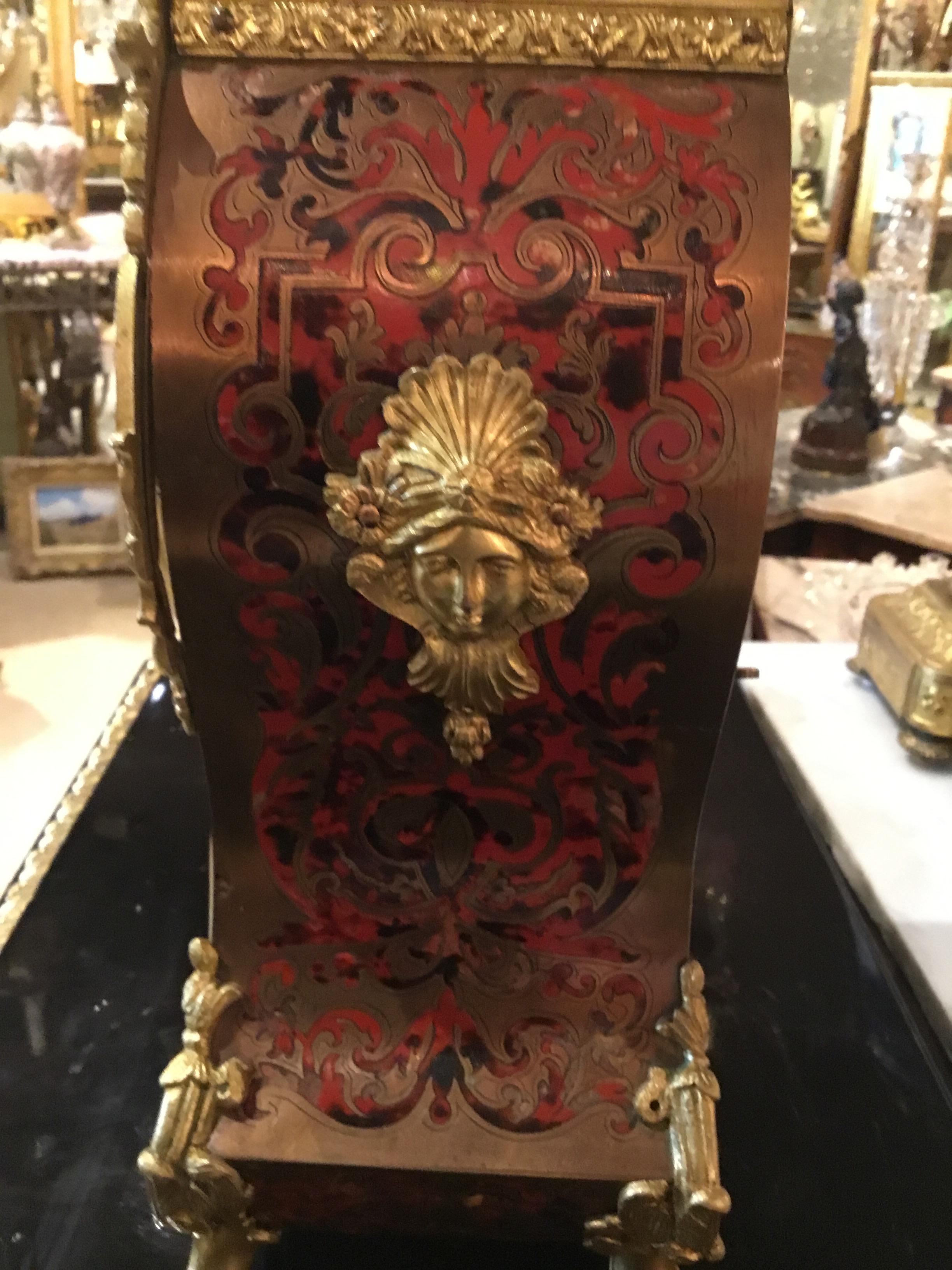 Boulle Marquetry, Louis XIV Style Ormolu Mounted Clock, 19th Century 1