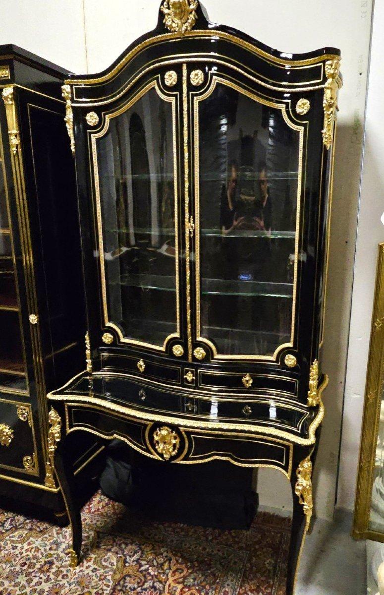 Boulle Marquetry Style French  Black Secretary Bonheur du Jour Napoleon III 2